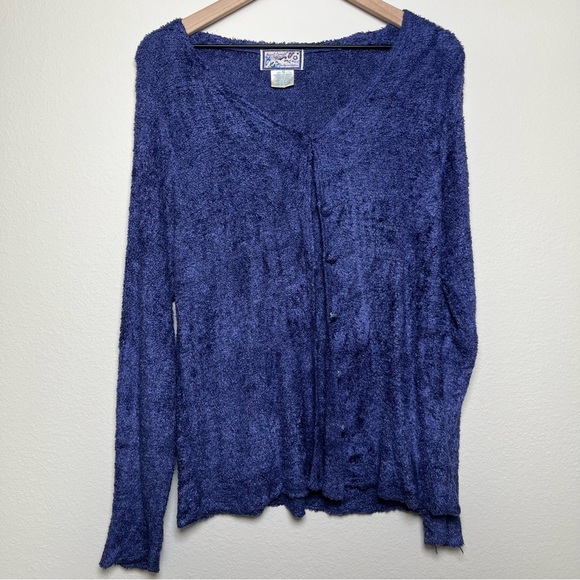 VTG Y2K Women Knit Cardigan Sweater Medium Blue Cottagecore‎ Feminine Dainty - Picture 1 of 9